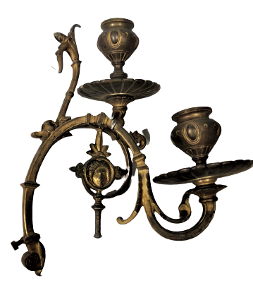 1930 FRANSIZ GOTİK TARZDA TASARLANMIŞ CİFT KOLLU DUVAR VEYA PİYANO ŞAMDANI İKİŞER  MUMLU