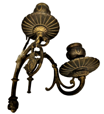 1930 FRANSIZ GOTİK TARZDA TASARLANMIŞ CİFT KOLLU DUVAR VEYA PİYANO ŞAMDANI İKİŞER  MUMLU