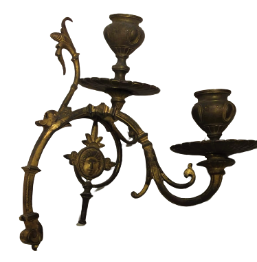 1930 FRANSIZ GOTİK TARZDA TASARLANMIŞ CİFT KOLLU DUVAR VEYA PİYANO ŞAMDANI İKİŞER  MUMLU