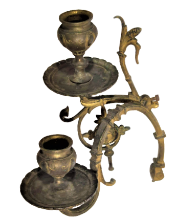 1930 FRANSIZ GOTİK TARZDA TASARLANMIŞ CİFT KOLLU DUVAR VEYA PİYANO ŞAMDANI İKİŞER  MUMLU