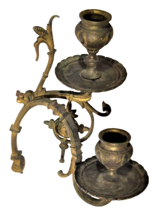 1930 FRANSIZ GOTİK TARZDA TASARLANMIŞ CİFT KOLLU DUVAR VEYA PİYANO ŞAMDANI İKİŞER  MUMLU