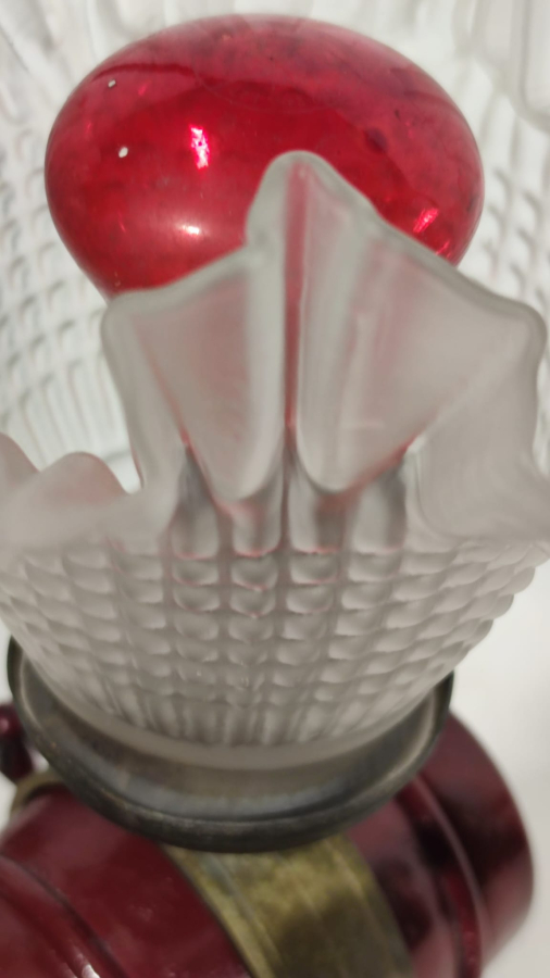 1930 FRANSIZ PORSELEN KAIDE VE MUSLUKLU FICI UZERİNDE PİRİNC MARUL CAM LAMP GECE LAMBASI