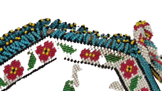 HAPİSHANE EL İŞİ ORİJİNAL RENKLİ CAM UFAK BONCUK İŞLEME ESKİ CİFT TARAFI KUŞLU ASKILI CANTA