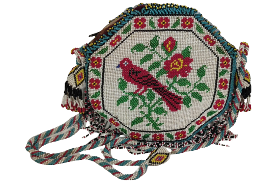 HAPİSHANE EL İŞİ ORİJİNAL RENKLİ CAM UFAK BONCUK İŞLEME ESKİ CİFT TARAFI KUŞLU ASKILI CANTA