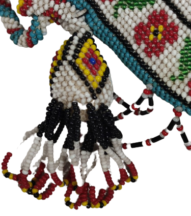 HAPİSHANE EL İŞİ ORİJİNAL RENKLİ CAM UFAK BONCUK İŞLEME ESKİ CİFT TARAFI KUŞLU ASKILI CANTA