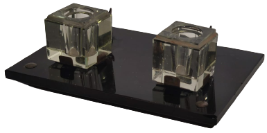 1910 OSMANLI  CİFT BİLLÜR CAM KAİDELİ HOKKA DİVİT KALEM KOYMA YERİ CİFT HİLAL ALEM YAZI HOKKA TAKIMI