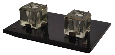 1910 OSMANLI  CİFT BİLLÜR CAM KAİDELİ HOKKA DİVİT KALEM KOYMA YERİ CİFT HİLAL ALEM YAZI HOKKA TAKIMI