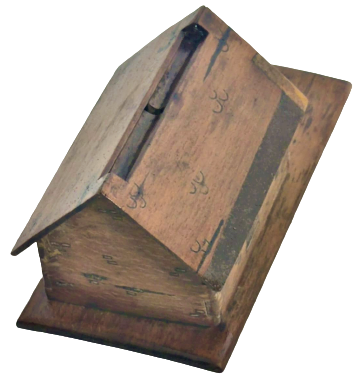 HAPISHANE EL YAPIMI  AHŞAP ÜZERİ İŞLİ CATILI TEK KATLI EV ŞEKLİNDE TASARLANMIŞ MEKANİK SIGARA İKRAM KUTUSU