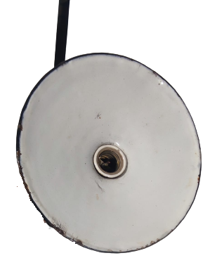 1940 EMAYE YEŞİL VE BEYAZ RENKLERDE PİRİNC DUY İPEK KABLO SALLAMA YUVARLAK LAMBA ŞAPKASI 