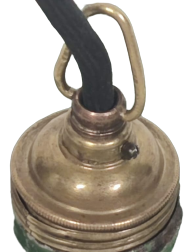 1940 EMAYE YEŞİL VE BEYAZ RENKLERDE PİRİNC DUY İPEK KABLO SALLAMA YUVARLAK LAMBA ŞAPKASI 