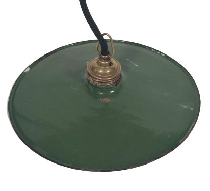 1940 EMAYE YEŞİL VE BEYAZ RENKLERDE PİRİNC DUY İPEK KABLO SALLAMA YUVARLAK LAMBA ŞAPKASI 