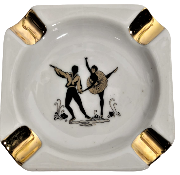 LİMOGES CİFT KÜLLÜK İCERLERİNDE BALET VE BALERİN  RESİMLİ DÖRTLÜ SIGARA KOYMA YERİ BULUNMAKTA KÜL TABLASI 