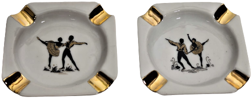 LİMOGES CİFT KÜLLÜK İCERLERİNDE BALET VE BALERİN  RESİMLİ DÖRTLÜ SIGARA KOYMA YERİ BULUNMAKTA KÜL TABLASI 