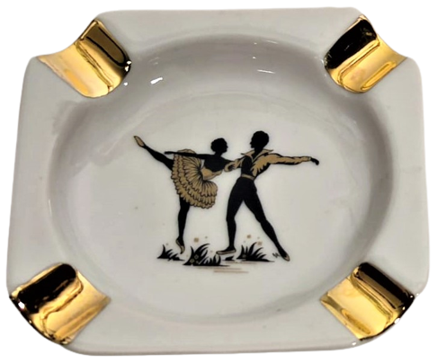 LİMOGES CİFT KÜLLÜK İCERLERİNDE BALET VE BALERİN  RESİMLİ DÖRTLÜ SIGARA KOYMA YERİ BULUNMAKTA KÜL TABLASI 