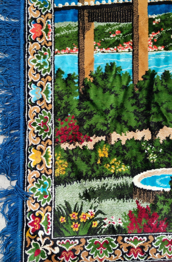 1970 FİLOŞ EL TEZGAH DOKUMASI BOGAZ KÖPRÜSÜ AYASOFYA CAMİİ CANLI RENKLERDE DUVAR HALISI