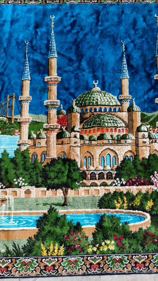 1970 FİLOŞ EL TEZGAH DOKUMASI BOGAZ KÖPRÜSÜ AYASOFYA CAMİİ CANLI RENKLERDE DUVAR HALISI