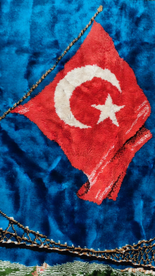 1970 FİLOŞ EL TEZGAH DOKUMASI BOGAZ KÖPRÜSÜ AYASOFYA CAMİİ CANLI RENKLERDE DUVAR HALISI