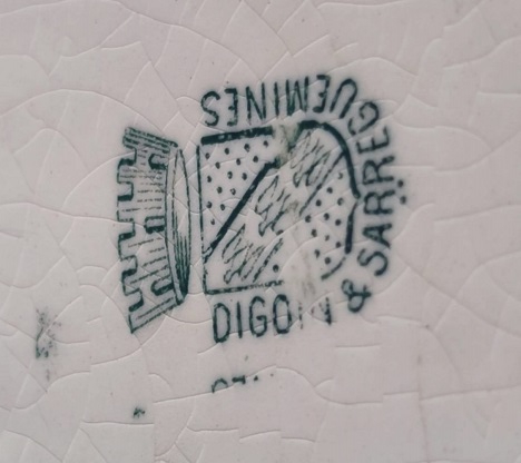 1920 DIGOIN SARREGUEMINES VICTORIA PORSELEN KULPLU ÜZERİ CİCEKLİ SURAHİ SORUNSUZDUR