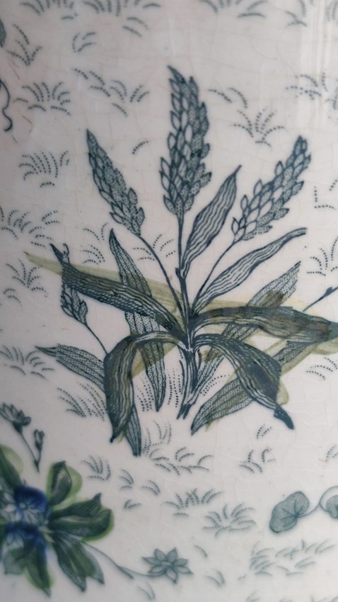 1920 DIGOIN SARREGUEMINES VICTORIA PORSELEN KULPLU ÜZERİ CİCEKLİ SURAHİ SORUNSUZDUR