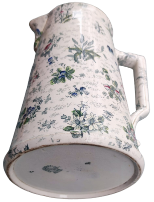 1920 DIGOIN SARREGUEMINES VICTORIA PORSELEN KULPLU ÜZERİ CİCEKLİ SURAHİ SORUNSUZDUR