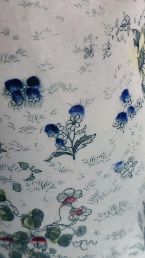 1920 DIGOIN SARREGUEMINES VICTORIA PORSELEN KULPLU ÜZERİ CİCEKLİ SURAHİ SORUNSUZDUR