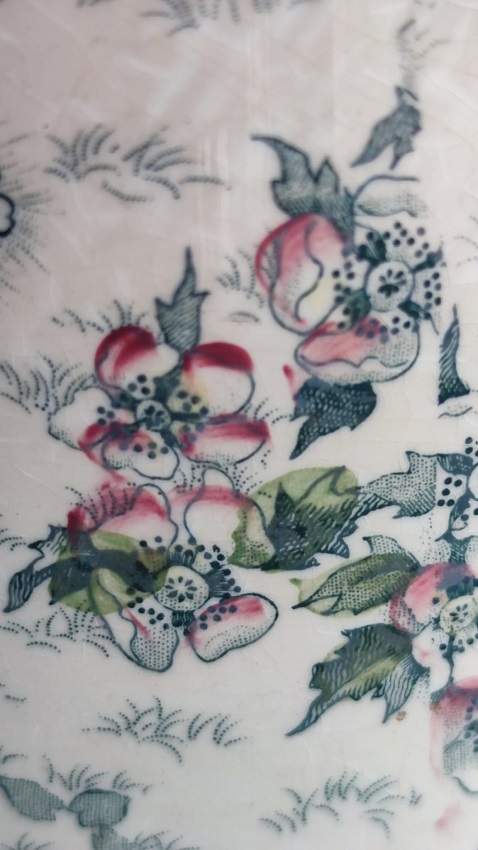 1920 DIGOIN SARREGUEMINES VICTORIA PORSELEN KULPLU ÜZERİ CİCEKLİ SURAHİ SORUNSUZDUR