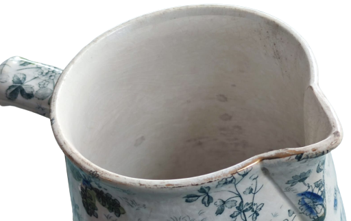 1920 DIGOIN SARREGUEMINES VICTORIA PORSELEN KULPLU ÜZERİ CİCEKLİ SURAHİ SORUNSUZDUR