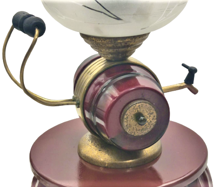 1930 FRANSIZ KAIDE VEBORDO  MUSLUKLU FICI UZERİNDE PİRİNC LALE FORM CAM LAMP GECE LAMBASI