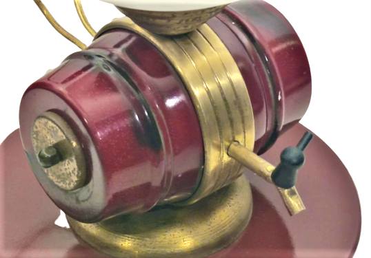 1930 FRANSIZ KAIDE VEBORDO  MUSLUKLU FICI UZERİNDE PİRİNC LALE FORM CAM LAMP GECE LAMBASI