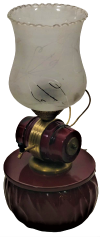 1930 FRANSIZ KAIDE VEBORDO  MUSLUKLU FICI UZERİNDE PİRİNC LALE FORM CAM LAMP GECE LAMBASI