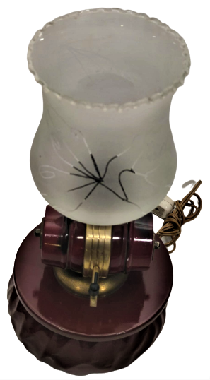 1930 FRANSIZ KAIDE VEBORDO  MUSLUKLU FICI UZERİNDE PİRİNC LALE FORM CAM LAMP GECE LAMBASI