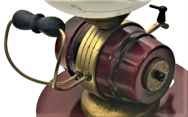 1930 FRANSIZ KAIDE VEBORDO  MUSLUKLU FICI UZERİNDE PİRİNC LALE FORM CAM LAMP GECE LAMBASI