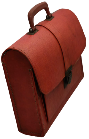 1960 KIRMIZI İCERSİ GÖZLU KARTON ÜZERİNE SÜNİ DERİ KAPLANMIŞ KİLİTLİ TASIMA KULPLU İLKOKUL CANTASI 