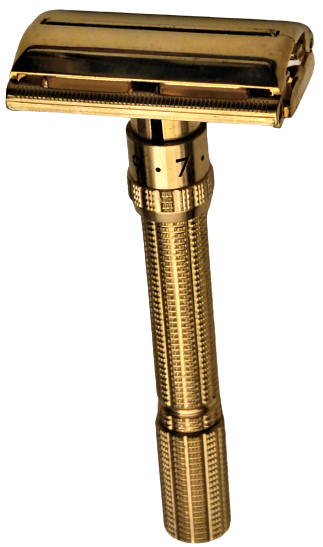 1966 GILLETTE ARISTOCRAT GOLD PLATED ADJUSTABLE SAFETY RAZOR IN ORIGINAL CASE 24 K GOLD PLATE FUL AYARLI TRAŞ MAKİNESİ
