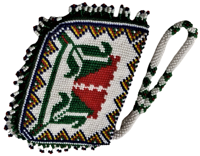 HAPİSHANE EL İŞİ ORİJİNAL RENKLİ BONCUK İŞLEME GOMETRİK DESENLİ FERMUARLI CÜZDAN