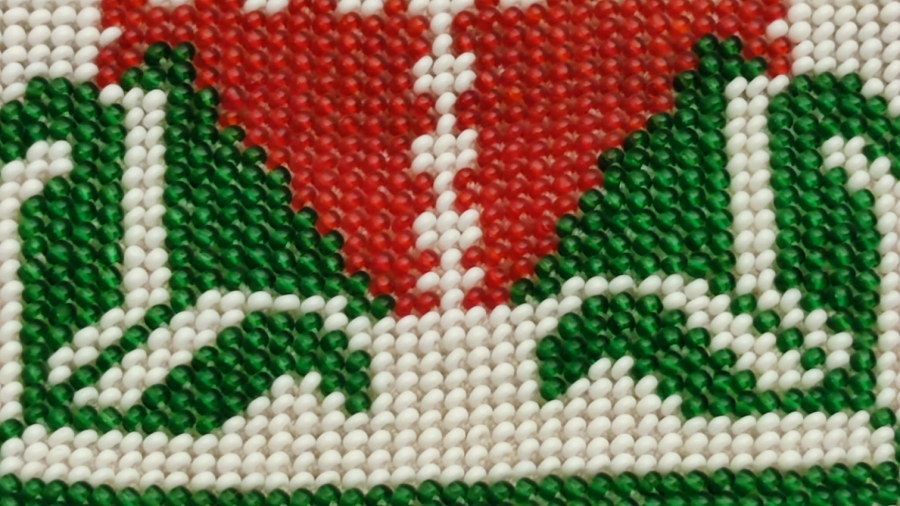 HAPİSHANE EL İŞİ ORİJİNAL RENKLİ BONCUK İŞLEME GOMETRİK DESENLİ FERMUARLI CÜZDAN