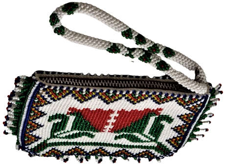 HAPİSHANE EL İŞİ ORİJİNAL RENKLİ BONCUK İŞLEME GOMETRİK DESENLİ FERMUARLI CÜZDAN