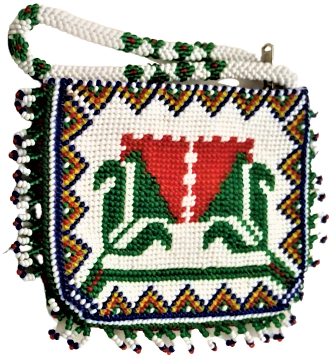 HAPİSHANE EL İŞİ ORİJİNAL RENKLİ BONCUK İŞLEME GOMETRİK DESENLİ FERMUARLI CÜZDAN