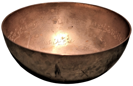 OSMANLI ORTA BOYDA VE CAPTA UZERİ VE İÇİ KALEM EL İŞİ DUALAR BEZENMİŞ PİRİNC ŞİFA TASI