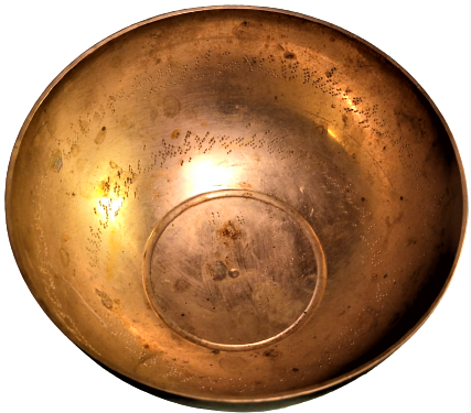 OSMANLI ORTA BOYDA VE CAPTA UZERİ VE İÇİ KALEM EL İŞİ DUALAR BEZENMİŞ PİRİNC ŞİFA TASI