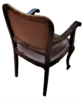 1940 MASİF DERİ DÖŞEME KABARALI KOLLU BERJER SANDALYE