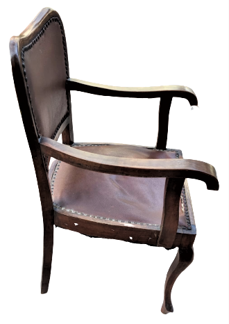 1940 MASİF DERİ DÖŞEME KABARALI KOLLU BERJER SANDALYE