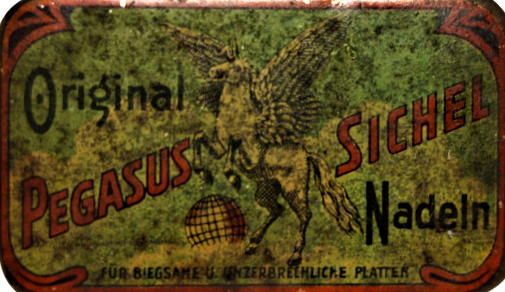 ORİJİNAL PEGASUS SICHEL NADELN GRAMOFON İĞNESİ KENDİ TENEKE ÜZERİ RESİMLİ KUTUSUNDA GERMANY 