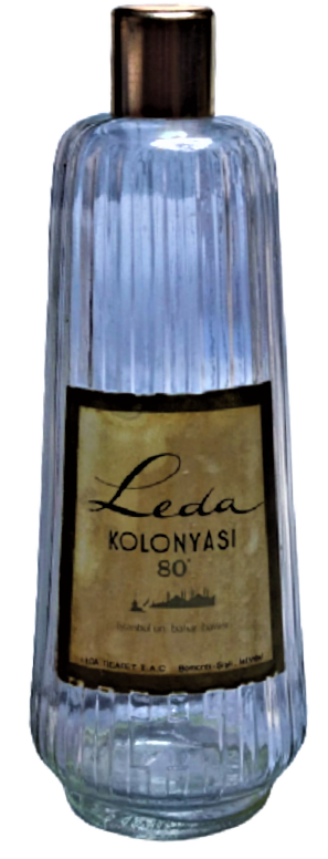 1960 LEDA LİMON KOLONYASI İSTAMBUL MANZARALI KARTON KUTU İCERSİNDE CAM KOLANYA ŞİŞESİ TAM TAKIM