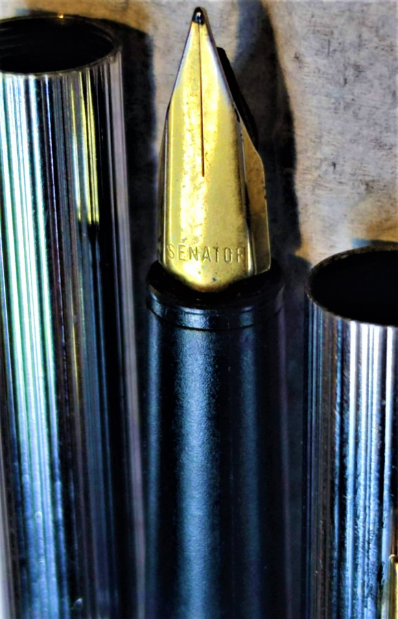 1970 SENATOR KARTUŞLU BEYAZ KROM METAL MÜREKKEPLİ DOLMA KALEM WEST GERMANY 