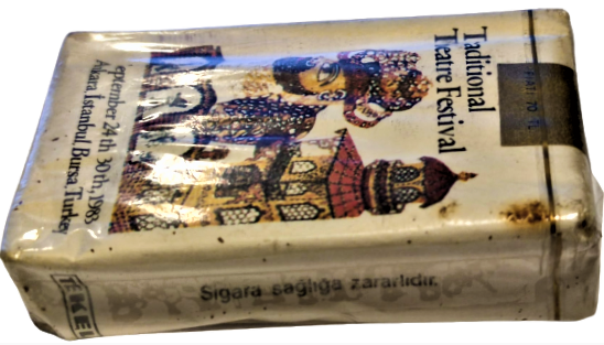 GELENEKSEL TİYATRO FESTİVALİ 20-30 EYLÜL 1983 ANKARA İSTANBUL BURSA ACILMAMIŞ 20 YUVARLAK SIGARA TEKEL HACİVAT KARAGÖZ RESİMLİ