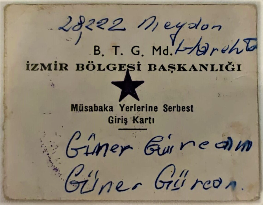 İZMİR BÖLGESİ BAŞKANLIGI MUSABAKA YERLERİNE SERBEST GİRİŞ KARTI ALTAN SÖYER BASKETBOL FOTOGRAFLI KARTI