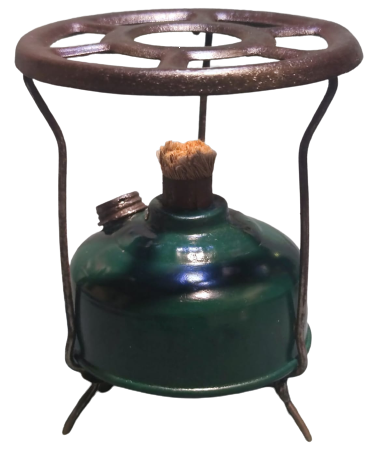 1950 ISPİRTO OCAGI TİRYAKİ KAHVE YAPICI UC AYAKLI TAŞINABİLİR KAZANLI ISITICI PİŞİRİCİ OCAK