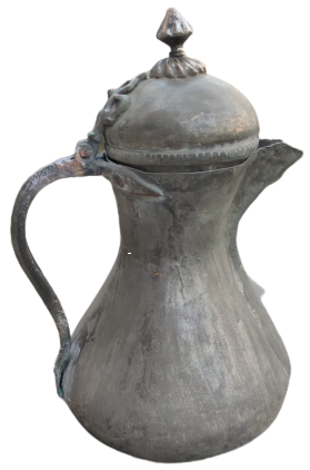 OSMANLI ÜZERİ YAZILI BAKIR BOMBELİ KAPAKLI KAHVEDAN İBRİK HER YERİ TAMAMEN EL YAPIM USTA İŞİ SÜPER FORMDA