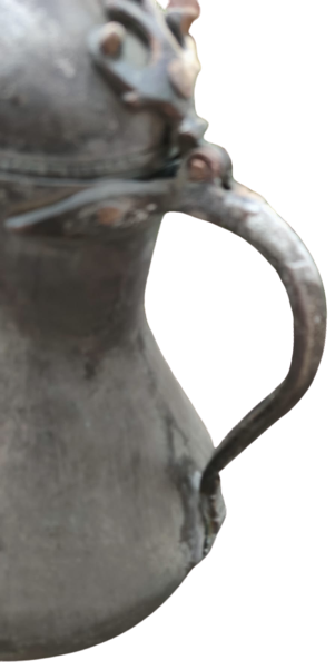 OSMANLI ÜZERİ YAZILI BAKIR BOMBELİ KAPAKLI KAHVEDAN İBRİK HER YERİ TAMAMEN EL YAPIM USTA İŞİ SÜPER FORMDA